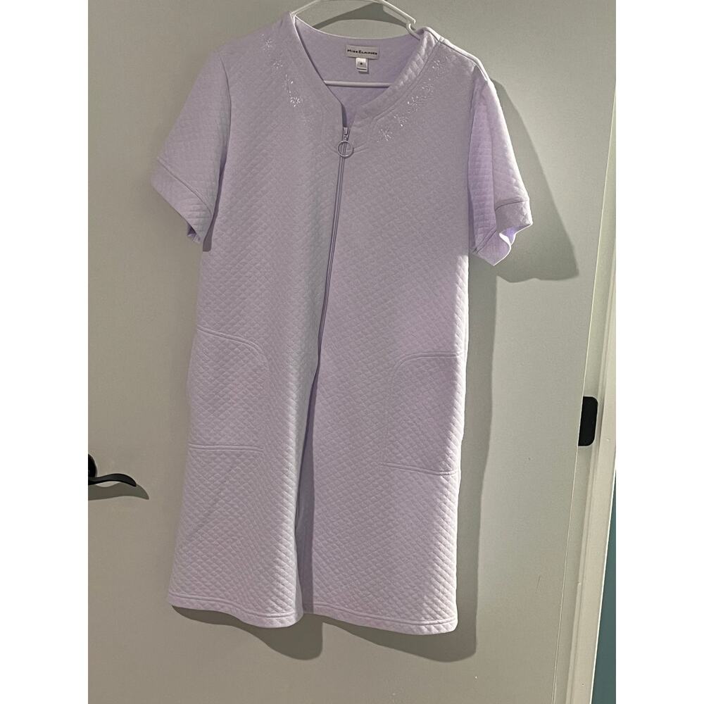 Miss Elaine Lavender Quilted Housecoat Robe Grannycore Cottagecore Womens M